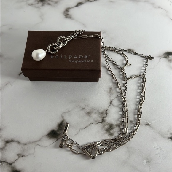 SILPADA Sterling Silver and large Pearl double strand necklace - Picture 8 of 9